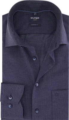 Immagine prodotto di Camicia Olymp Modern Fit non stirata con taschino stampato in blu navy