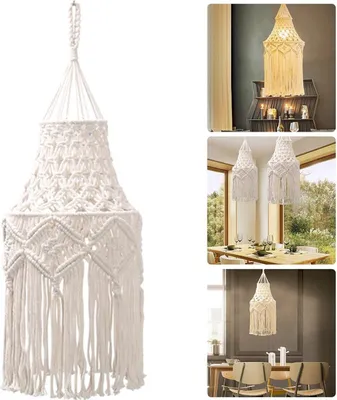 Produktbild von Hängedekoration Gewebter Lampenschirm, 300 x 750mm Baumwollfaden Boho-Lampenschirm