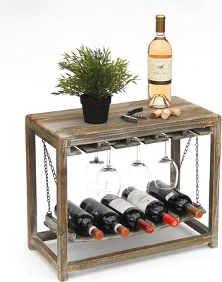 Image de DanDiBo Casier à vin en bois brun avec étagère 47 cm Casier à bouteilles avec porte verre 9202-R Casier à bouteilles Armoire à vin Étagère debout