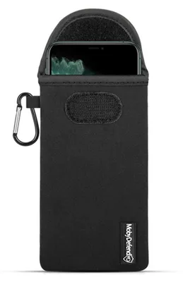 Produktbild von MobyDefend Hülle für iPhone X - Neopren Handytasche mit Karabiner für die Gürtelschlaufe - Schwarz
