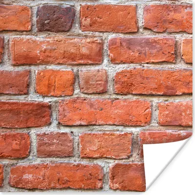 Produktbild von MuchoWow® Poster Wand - Backstein - Rot 50x50 cm - Wohnzimmerdekoration
