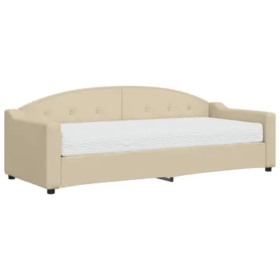 Image de vidaXL Lit de jour avec matelas Crème 80x200 cm Tissu