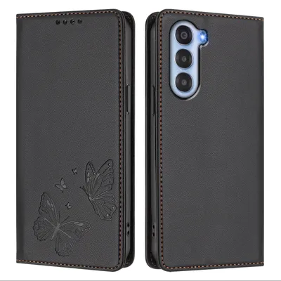 Obrázek produktu pro Kožené pouzdro pro ZTE Nubia S, motýlí ražbou, peněženkové flip pouzdro se stojánkem Černá