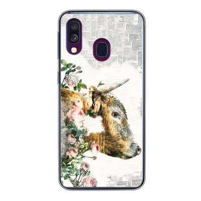 Produktbild von MuchoWow® Handyhülle Schutzhülle Hülle für Samsung Galaxy A40 Schottischer Highlander - Farbe - Blumen Silikon Softcase Handy Hülle - Handy-Tasche
