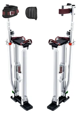 Image de Échasses de travail VEVOR Construction à sec 61-101,6cm Hauteur réglable Échasses en aluminium Construction de plafonds 103kg Capacité de charge Échelles de peintre 27-29cm Taille des pieds Pour les travaux de peinture Décoration à domicile Élagage des arbres Travaux électriques