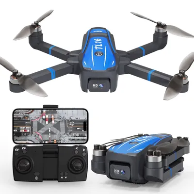Produktbild von TL16 Drohne Blau mit 1080p HD Kamera, bürstenlosem Motor, 360° Flip und optischer Flusspositionierung