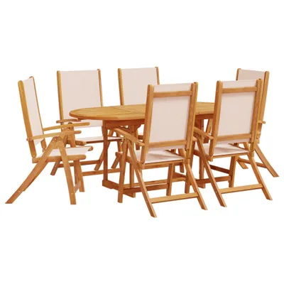 Produktbild von 7-tlg. Garten-Essgruppe Massivholz Akazie und Textilene