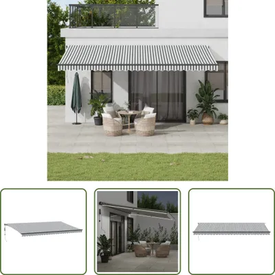 Produktbild von The Living Store Markise Automatisch mit LEDs Anthrazit & Weiß 600x350 cm
