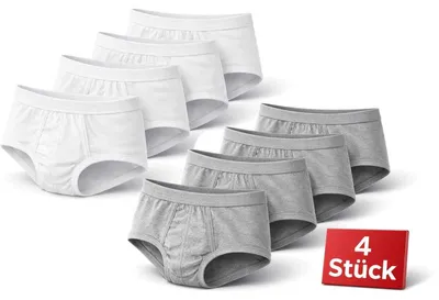 Produktbild von Herren Slip Unterhose 4er Pack aus 100 % Baumwolle mit Eingriff – Bequeme Herrenunterwäsche Weiß/XL