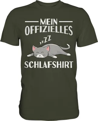 Produktbild von Offizielles Schlafshirt Nachthemd Schlafanzug Pyjama Katze T-Shirt – Urban Khaki / M