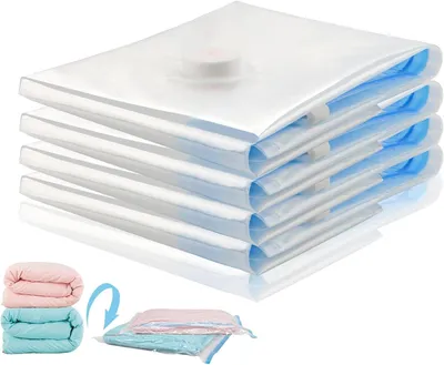 Produktbild von Vakuumbeutel für Kleidung, klein, 4 Stück, 100 x 80 cm, Vakuumbeutel, Vakuumbeutel, platzsparend, wiederverwendbar, Kompressionsbeutel für Kleidung, K