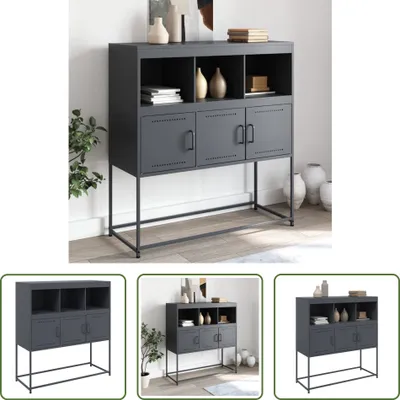 Immagine prodotto di The Living Store Credenza antracite 100,5x39x107 cm Acciaio laminato a freddo