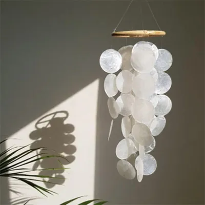 Produktbild von Windspiel Capiz Muscheln, weiß, klein, für Wanddekoration