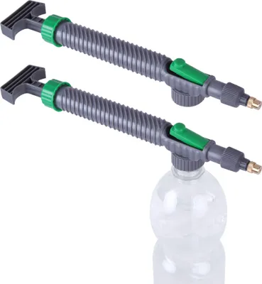 Produktbild von Druckzerstäuber ( 2er Pack ) mit Aufsatz für PET Flaschen und verstellbarer Kupferdüse, Garten - Sprühkopf, Gartenzerstäuber - mit Sprühhebel