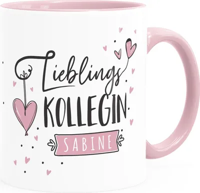Produktbild von Tasse Lieblings-Kollegin personalisierbar mit Namen persönliche Geschenke kleines Dankeschön SpecialMe® inner-rosa Keramik-Tasse
