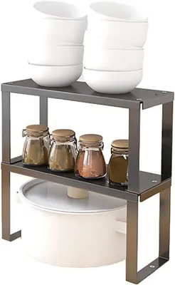Produktbild von YunNasi Schrankregal Stapelbar Edelstahl Küchenregal Organizer 2 Stück 30x12x15cm