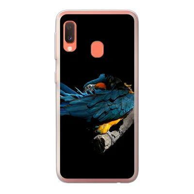 Produktbild von MuchoWow® Handyhülle Schutzhülle Hülle für Samsung Galaxy A20e Vogel - Federn - Zweig - Schwarz Silikon Softcase Handy Hülle - Abdeckung