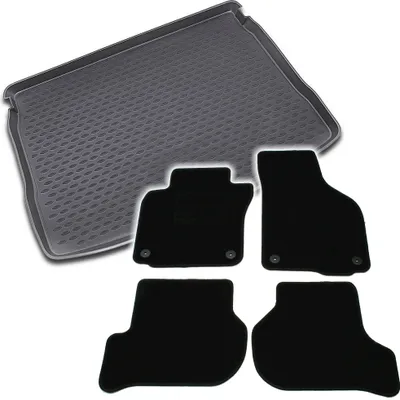 Produktbild von Gummi-Kofferraumwanne + Fußmatten Set für VW Golf 6, Bj. 10/2008-10/2012
