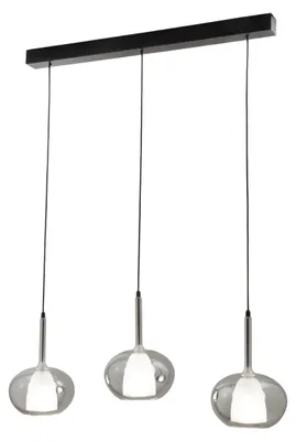Productafbeelding van Edolo hanglamp, gemaakt van metaal en getint borosilicaatglas, met 3 x E27 fittingen van 40W, IP20, elegant design voor binnenruimtes - Edolo
