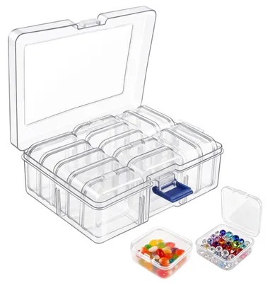 Aufbewahrungsboxen-Set 15-tlg., 5,5 x 5,5 x 2 cm, transparent