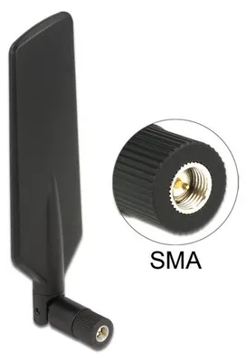 Zdjęcie produktu dla DeLOCK 12408, 4 dBi, 0.698 - 0.791 / 0.824 - 0.96 / 1.71 - 2.17 / 2.4 - 2.5 / 5.15 - 5.875 GHz, 50 Ω, Antena dookólna, SMA, 2,5:1 - 5,0:1