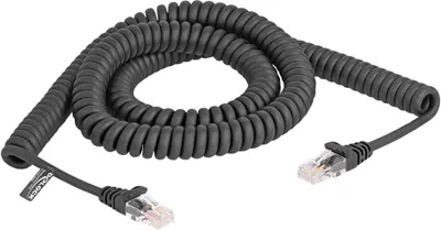 Produktbild von DELOCK RJ45 Spiralkabel Stecker zu Stecker Cat.5e 3m schwarz