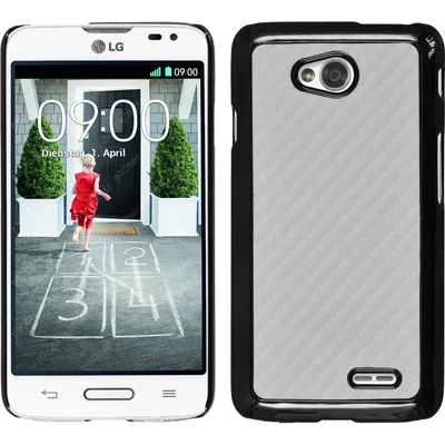 Produktbild von PhoneNatic Case kompatibel mit LG L70 - Hülle weiß Carbonoptik Hard-case + 2 Schutzfolien