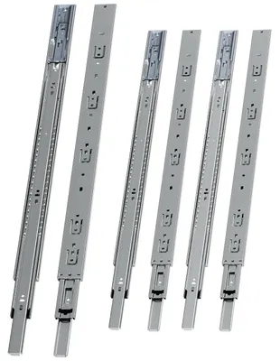 Obrázok produktu pre Peviasot 3 páry koľajníc na zásuvky, dĺžka 650 mm, s tlmením, plný výsuv, 3-dielne, tiché guľôčkové ložiská, vhodné pre nábytok a zásuvky