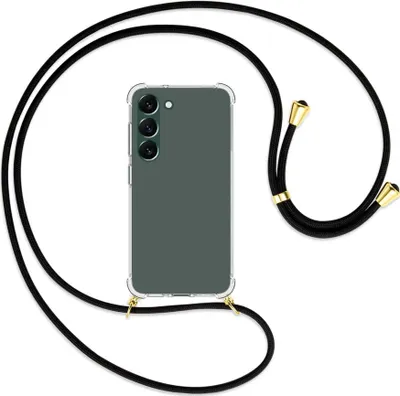 Produktbild von Handykette Backcover-Schutzhülle mit Band (Metall goldfarben) für Samsung Galaxy S23 Plus - schwarz