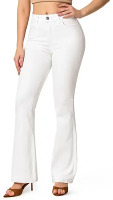 Productafbeelding van Roeswear damesjeans, middelhoog model, wijde pijpen, elastisch, wit, maat large