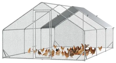 Obrázok produktu pre Kurník PawHut s výbehom XXL so strechou poskytujúcou tieň, oceľový, 3 x 6 x 2 m