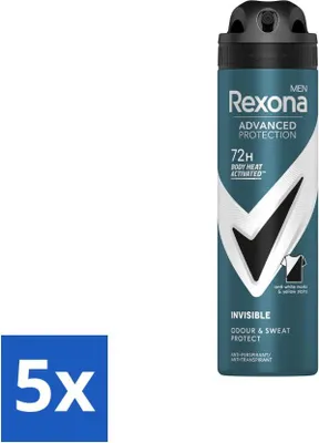 Productafbeelding van Rexona Men – Deodorant Spray – Geavanceerde bescherming – Onzichtbaar – Langdurige frisheid – 150 ml - Voordeelverpakking - 5 stuks