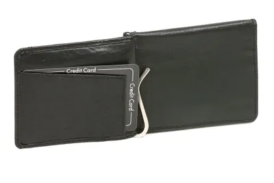 Produktbild von LEAS Dollar Clip mit Kleingeldfach und RFID Schutz Geldscheinklammer flach Geldklammer Money Clip extra dünn Echt-Leder, Portmonee mit Geschenk Box, schwarz