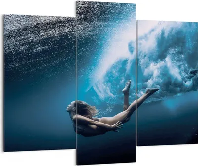 Produktbild von Bild auf Leinwand - Leinwandbild - 3 Teile - Tauchen Frau Wellen - 130x100cm - Wand Bild - Wanddeko - Wandbilder - Leinwanddruck - Bilder - Wanddekoration - Leinwand bilder - Wandbild - CB130x100-4599