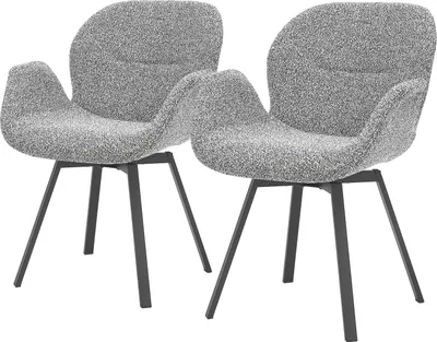 Produktbild von home24 Armlehnenstuhl - 2er-Set - Chenille / Eisen