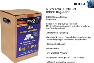Produktbild von ROGGE Bag-in-Box 5.Liter Bildschirmreiniger Abfüll Set