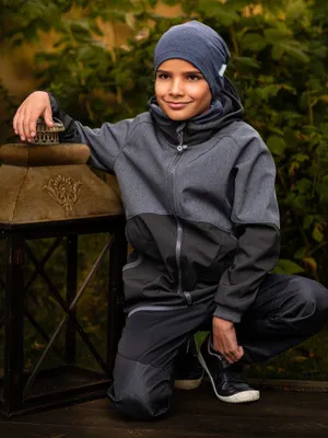 Obrázek produktu pro Unuo Softshellová bunda s fleecem Street DUO, Černá, Žíhaná antracitová ( Unuo softshell jacket) - 134/140