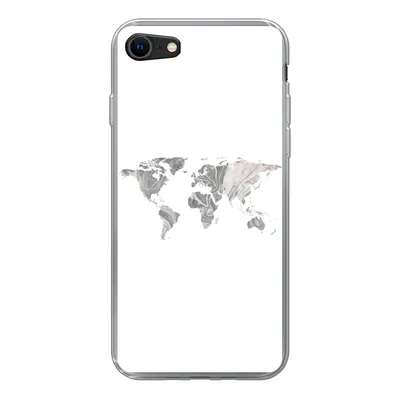 Produktbild von MuchoWow® Handyhülle Schutzhülle Hülle für iPhone 7 Weltkarte - Muster - Schwarz Silikon Softcase Handy Hülle - Kartenhalter