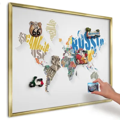 Produktbild von Magnettafel 80x60 cm mit goldenem Rahmen - Magnetische Metalltafel, Magnetpinnwand zur Wandmontage für Wohnzimmer, Küche, Flur, Kinderzimmer und Büro - Farbkarte