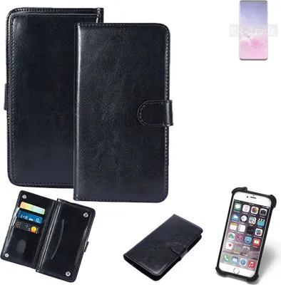 Produktbild von K-S-Trade 360° Hülle kompatibel mit Samsung Galaxy S10 SD855 schwarz Kunstleder Case BookCase WalletCase Kunstlederederhülle Handyhülle,