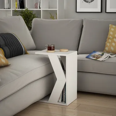 Produktbild von DECORTIE Naze Moderner C-Tisch Weiß 40 x 30 x 57 cm