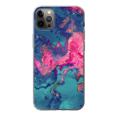 Produktbild von MuchoWow® Handyhülle Schutzhülle Hülle für iPhone 13 Pro Max Marmor - Farbe - Rosa - Blau Silikon Softcase Handy Hülle - Mobiltelefon