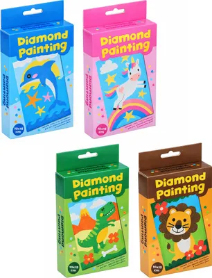 Obrázek produktu pro Sada 4 krabiček na diamantové malování pro děti (10x15 cm, dinosaurus)