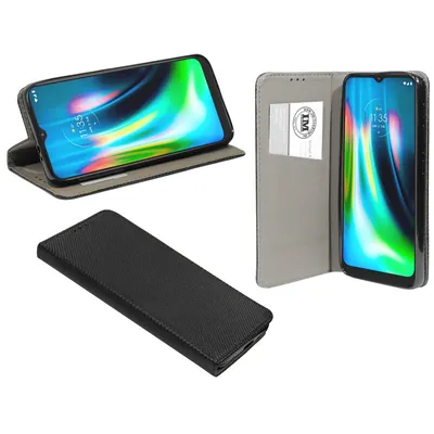 Produktbild von Elegante Buch-Tasche Hülle Smart Magnet für MOTOROLA MOTO G9 Leder Optik Wallet Book-Style Cover Schale Schwarz