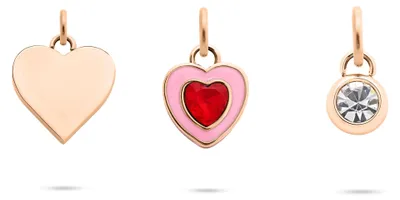 Charm-Anhänger Herzform Edelstahl Roségold Zirkonia 2,3 cm