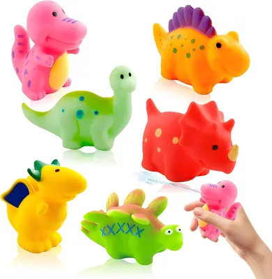 Produktbild von Schwimmtier Dinosaurier-Badespielzeug, 6-teiliges Badespielzeug, Wasserspielzeug, schwimmendes Badebeckenspielzeug, schwimmendes Dinosaurier-Badespiel
