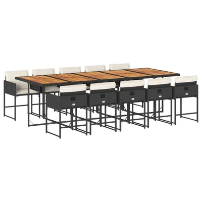 Produktbild von 11-tlg. Garten-Essgruppe mit Kissen Schwarz Poly Rattan