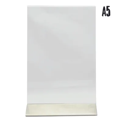 Image de Porte-affiche en  L |  Acrylique transparent  socle aluminium | Format A5 - Securit