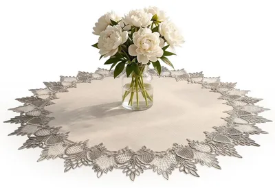 Produktbild von Tischdecke Rund 60 cm Beige Polyester mit Stickerei