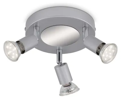 Productafbeelding van LED spotlamp, plafondlamp, 3x GU10, 9W, kantelbaar, metaal, titanium, Ø16cm, Briloner